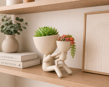 Parent Child Planter Set | Modern Minimalist Succulent Pot, Family Decor