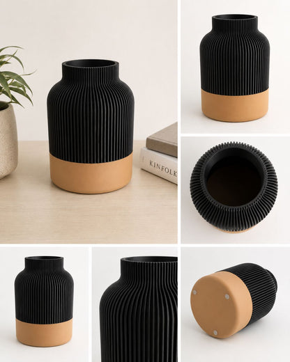 Ribbed Vase Set | Modern Minimalist Scandinavian Home Decor (3D Printed)