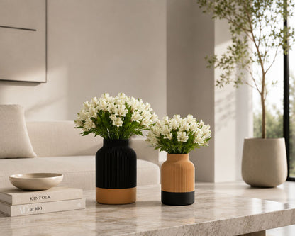 Ribbed Vase Set | Modern Minimalist Scandinavian Home Decor (3D Printed)