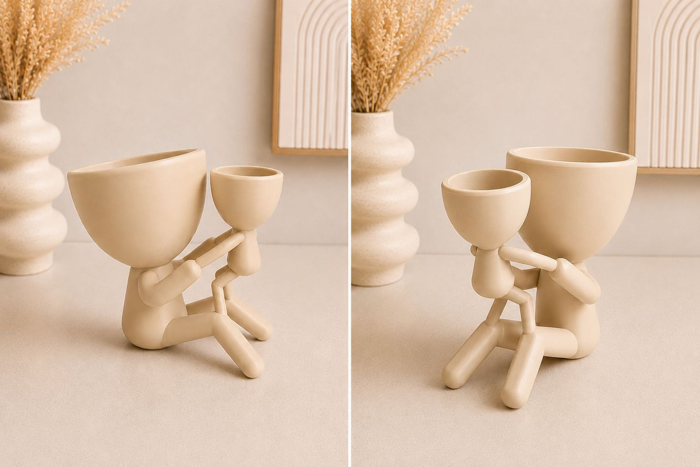 Parent Child Planter Set | Modern Minimalist Succulent Pot, Family Decor