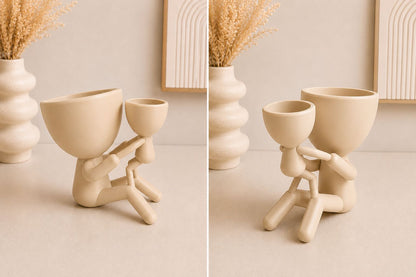 Parent Child Planter Set | Modern Minimalist Succulent Pot, Family Decor