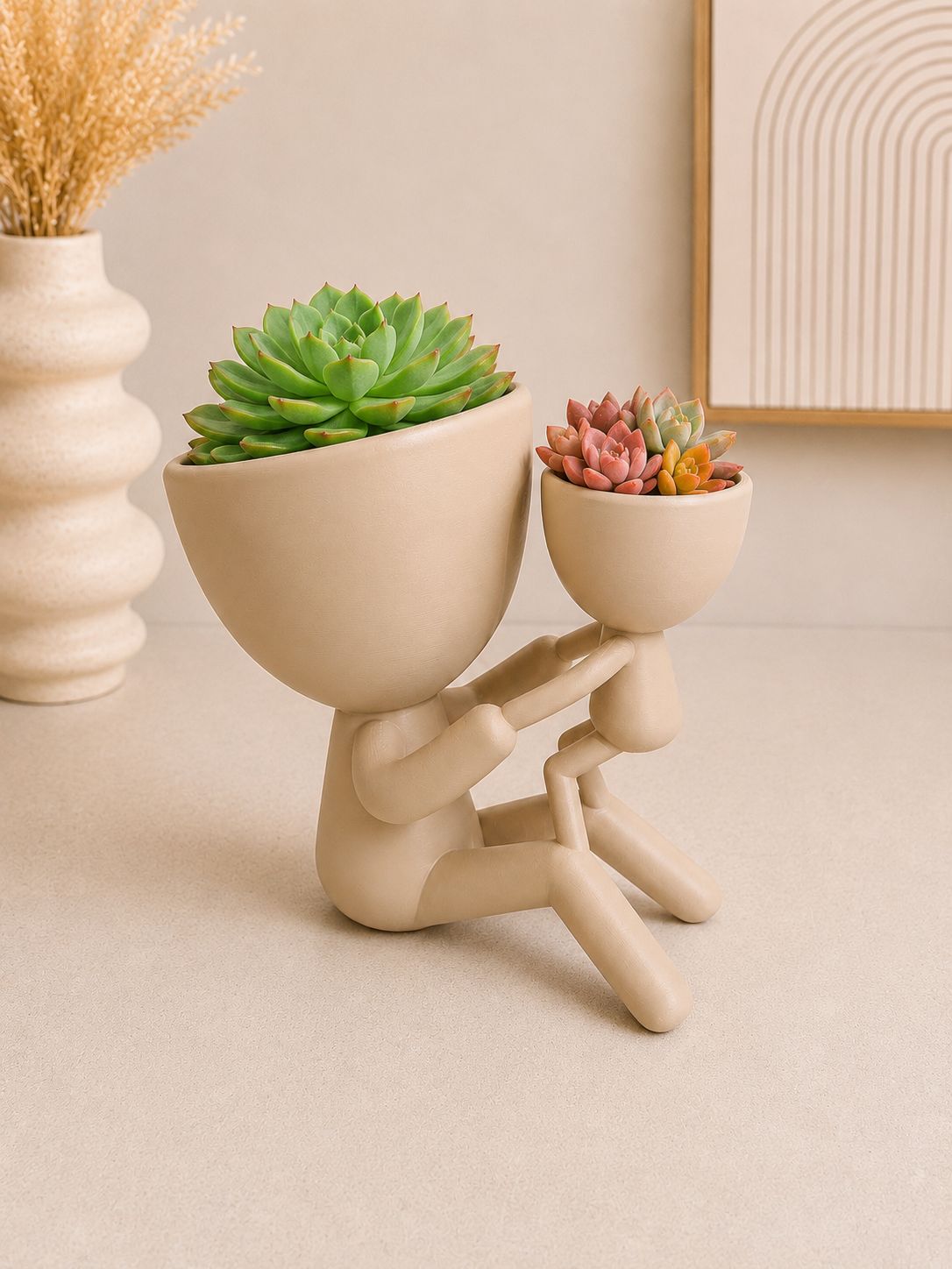Parent Child Planter Set | Modern Minimalist Succulent Pot, Family Decor