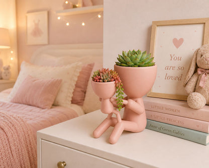 Parent Child Planter Set | Modern Minimalist Succulent Pot, Family Decor