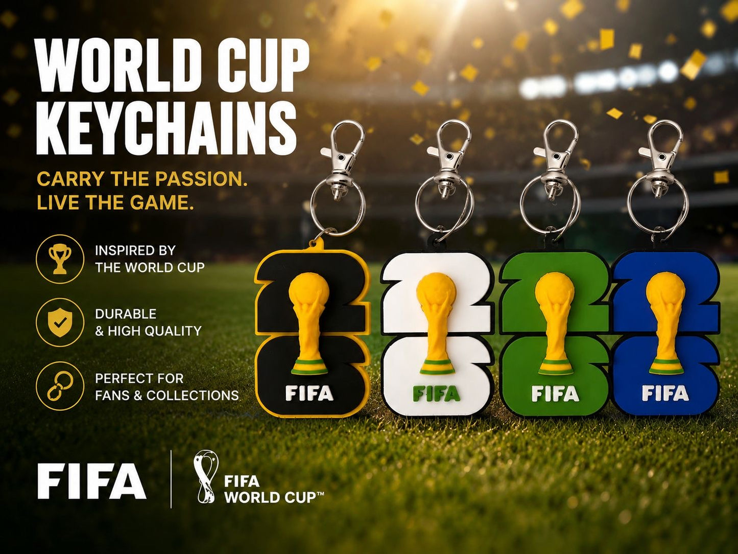 3D Printed World Cup Trophy Keychain | Soccer Fan Sports Souvenir Mimo Art Decor