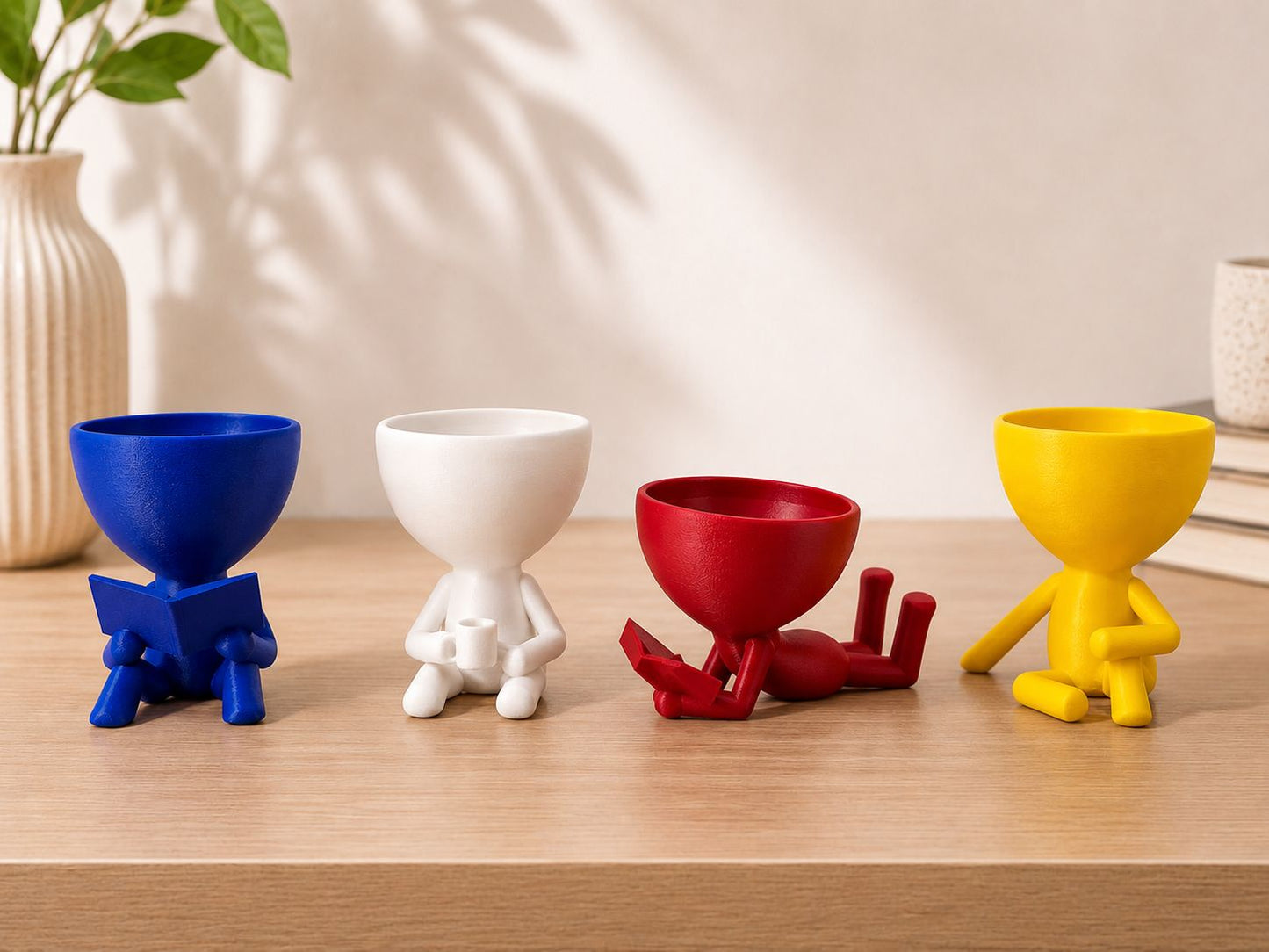 Character Planters | Modern Succulent Pots, Rainbow Home Decor, 3D Printed Figurines
