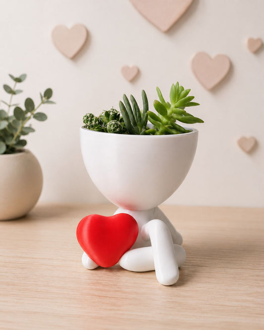 Heart Hug Planter | 3D Printed Succulent Pot, Modern Home Decor