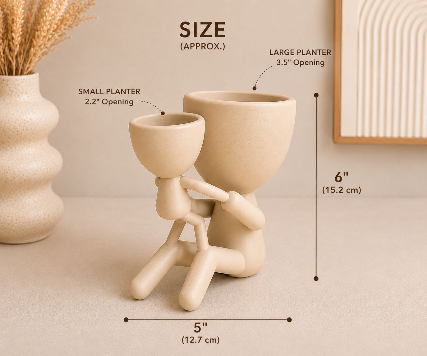 Parent Child Planter Set | Modern Minimalist Succulent Pot, Family Decor