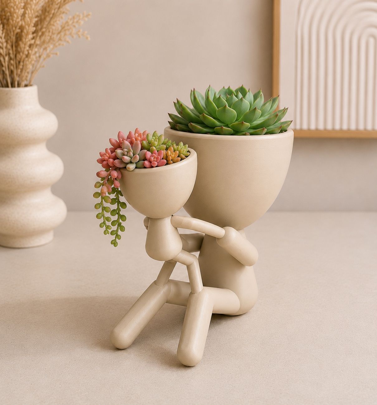 Parent Child Planter Set | Modern Minimalist Succulent Pot, Family Decor