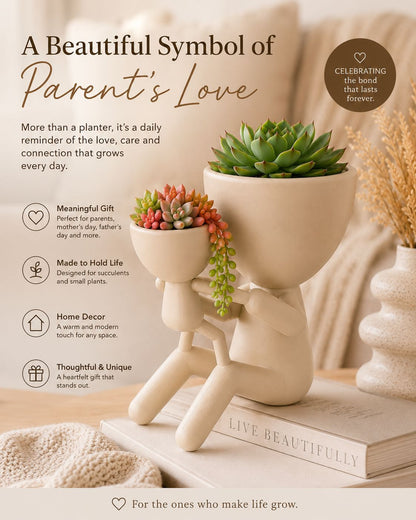 Parent Child Planter Set | Modern Minimalist Succulent Pot, Family Decor