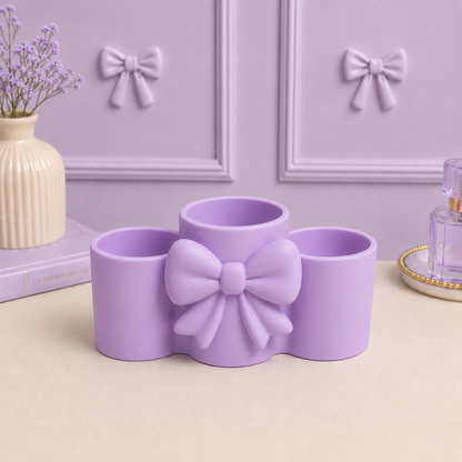 3D Printed Bow Makeup Organizer | Pink Vanity, Desk, Bathroom Storage Holder