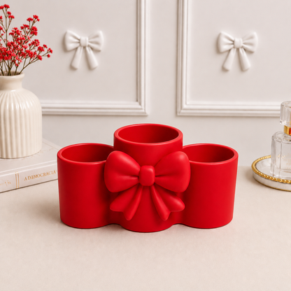 3D Printed Bow Makeup Organizer | Pink Vanity, Desk, Bathroom Storage Holder