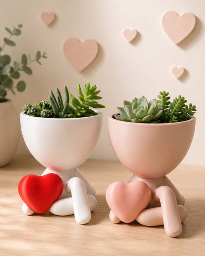 Heart Hug Planter | 3D Printed Succulent Pot, Modern Home Decor
